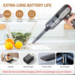 Powools Silver Handheld Cordless Vacuum Cleaner with LED Light