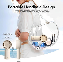 JISULIFE Handheld Turbo Fan [16H Max Cooling Time] Mini Portable Hand, 4000mAh USB Rechargeable Personal, Battery Operated Pocket Fan with 5 Speeds for Travel/Outdoor/Home/Office - Brown