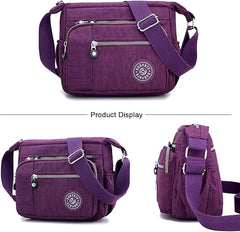 Women’s Waterproof Nylon Crossbody Bag – Lightweight Multi-Pocket Travel Tote