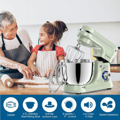 Vospeed Stand Mixer 5QT 1000W Tilt-Head Kitchen Mixer – 8 Speed Electric Food Mixer with Dough Hook, Whisk, Beater & Bowl – Green