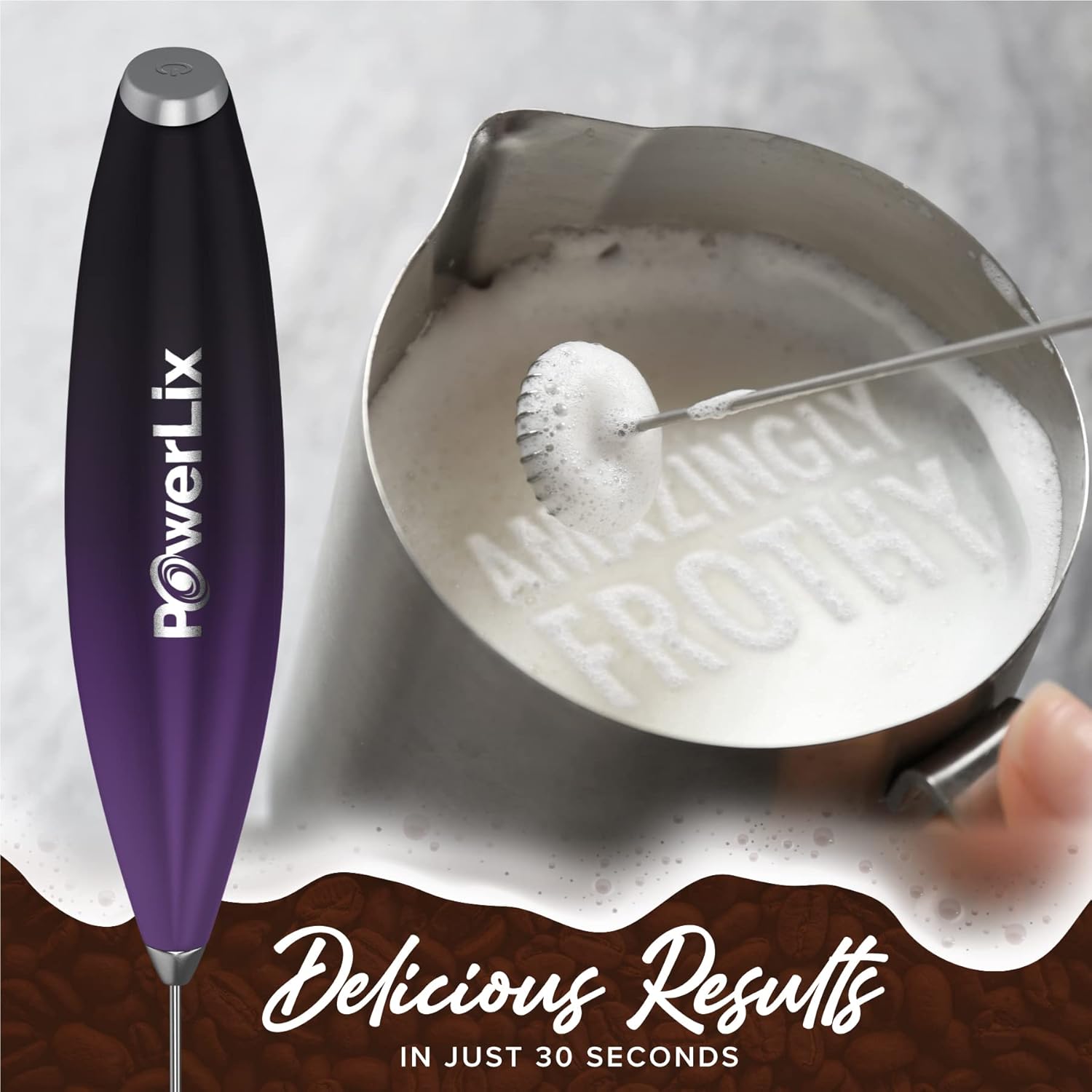 Milk Frother Handheld Whisk – Electric Coffee Foamer with Stand 19000rpm