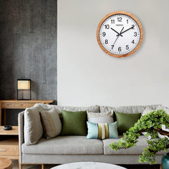 Wood Grain Round Wall Clock – Silent Non-Ticking Vintage Design for Home Rooms