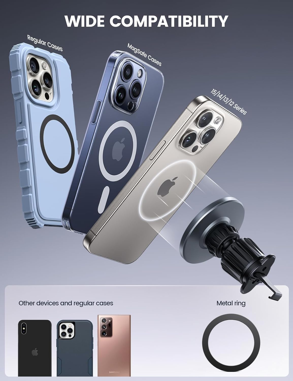 Lamicall Car Phone Holder for MagSafe - 2025 HD Glass Panel, Strong Magnetic Mount