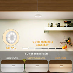 16-LED Motion Sensor Lights 3-Pack – Dimmable, USB Rechargeable, Indoor