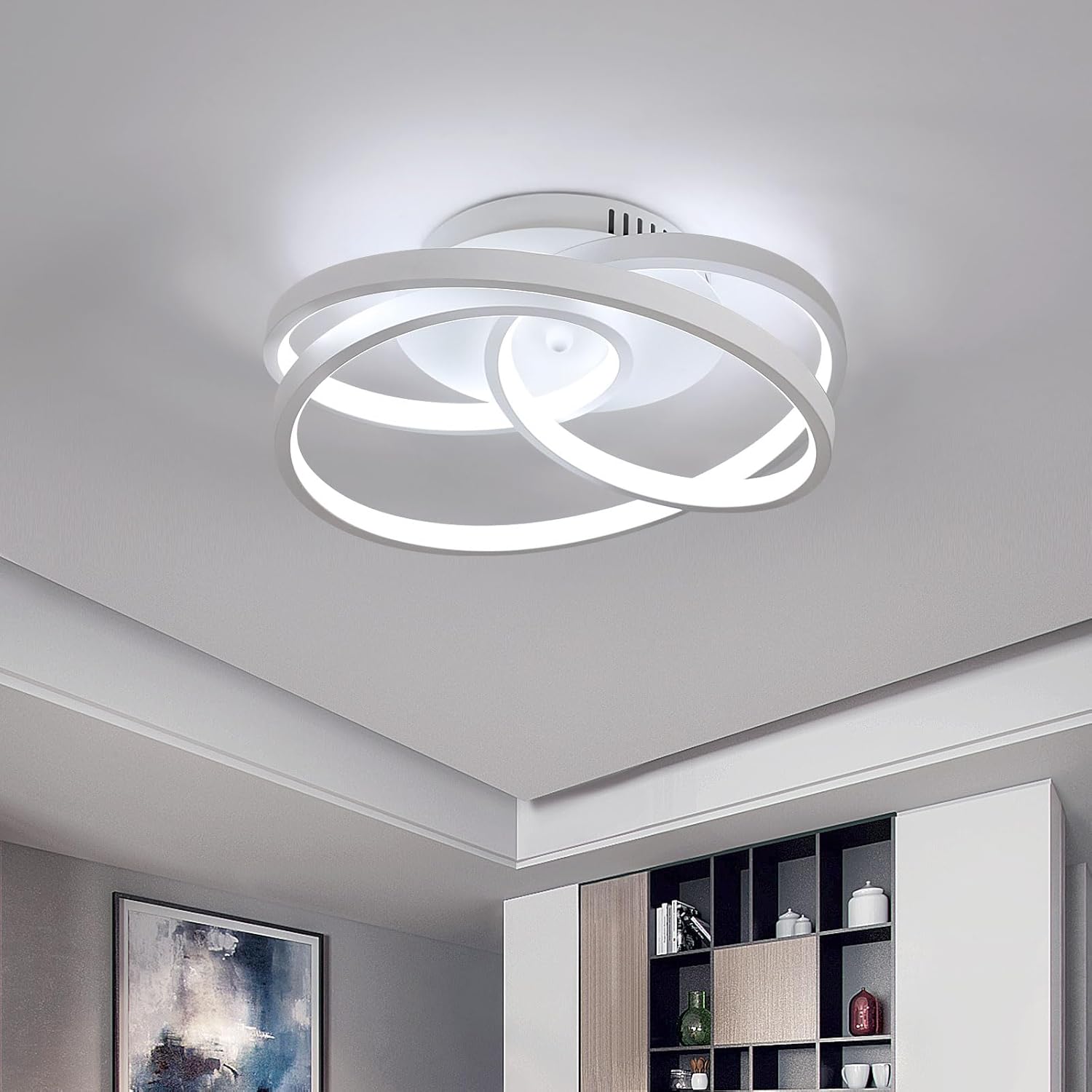 LED Ceiling Light 40W – Modern Round Creative Ceiling Lamp, 6500K Cool White Aluminum Fixture for Living Room, Bedroom, Kitchen