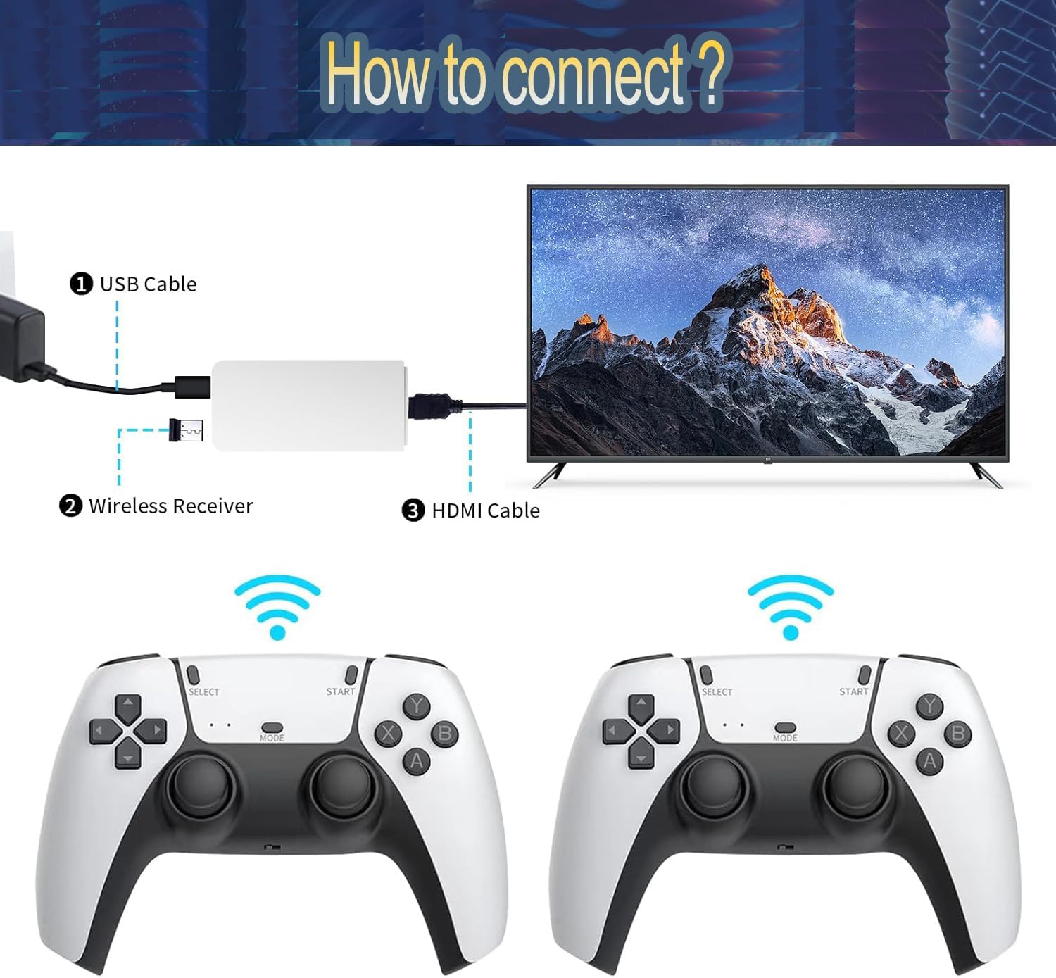 Upgraded Retro Game Console – 21,000+ Games, Dual Controllers, HDMI, 2-Player TV System