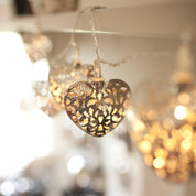 Warm White LED Silver Filigree Heart String Fairy Lights 2.85m Plug-In Indoor Decorative Lighting