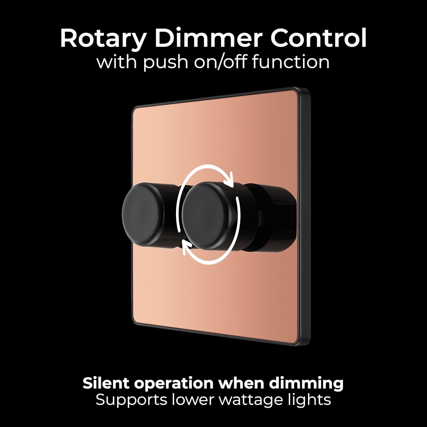BG Electrical Intelligent Double Wall Dimmer Switch, 2 Way, Screwless Front Plate, Evolve, Polished Copper, 200W, PCDCP82B