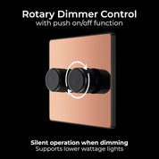 BG Electrical Intelligent Double Wall Dimmer Switch, 2 Way, Screwless Front Plate, Evolve, Polished Copper, 200W, PCDCP82B