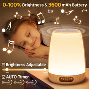 Kids Night Light Baby Lamp, 48 Color Changing, 14 Sleep Sounds Toddler Night Light, Dimmable Touch Lamps for Bedroom, APP Control Rechargeable Lamp with 3000mAh Battery