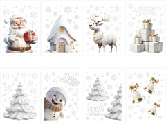 8 Sheets Christmas Window Stickers – Reusable Static Cling Decals