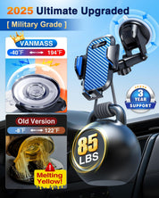 VANMASS Blue Car Phone Holder [Upgraded Suction & Clip] Universal Mount