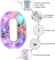 Unicorn LED Number Lights 40 Color Changing Remote
