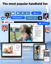 EasyAcc Handheld Fan USB Fans Portable Hand Fan 3 Speeds 180° Foldable with 6 Blades Personal Electric Mini Outdoor Fan with Rechargeable Battery Foldable Handle Desktop for Home Travel Outdoor- White
