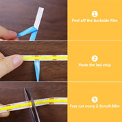 12V COB Cool White LED Strip Lights Kit with Touch & Hand Sweep Dimmer Switch