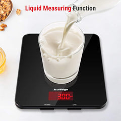 Digital Kitchen Scale 5kg/11lb – Tempered Glass Platform, Backlit LCD, Multifunction Food Weighing with Batteries