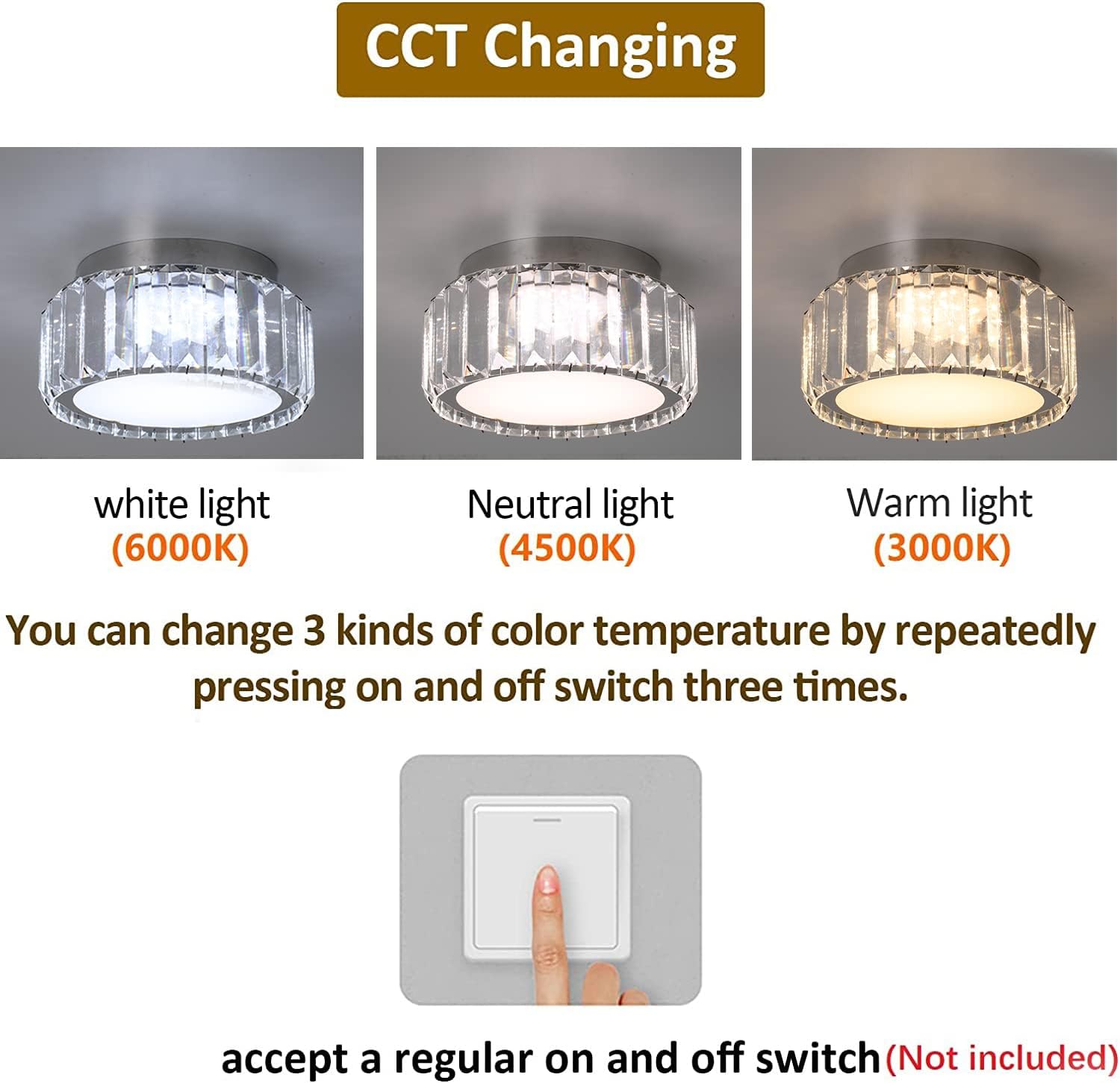 Modern Crystal Ceiling Light Flush Mount LED Fixture for Home