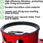 SPARES2GO 12" Microfibre Round Vacuum Filter