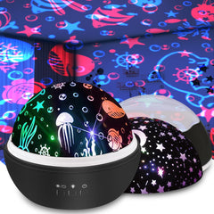 Baby Lights Projector, Rotating Sensory, 8 Lighting Modes, Starry Sky & Ocean Night Light, for Kids, Baby Sensory Toy, Gifts for Girls and Boys