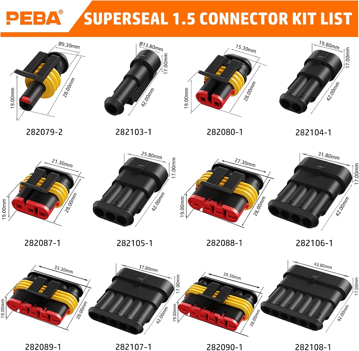 PEBA Waterproof Car Connector Crimping Tool Kit 1-6 Pin
