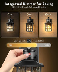 Outdoor Wall Lantern with Motion Sensor, Dusk-to-Dawn Black