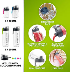 Blend Active Personal Blender & Smoothie Maker 350W | Family Pack with 4 Portable Bottles (300ml & 600ml) | Leak-Proof Lids