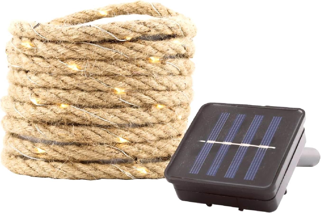 4m Solar Powered Home Decorative Rope Lights | 50 LEDs | Garden Hemp Rope String Fairy Light, Gazeebo, Post, Tree, Fence | Indoor and Outdoor (1)