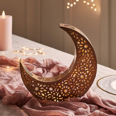 Ramadan Moon Light Table Centrepiece – 30 Warm White LED Battery Operated Decoration with Timer