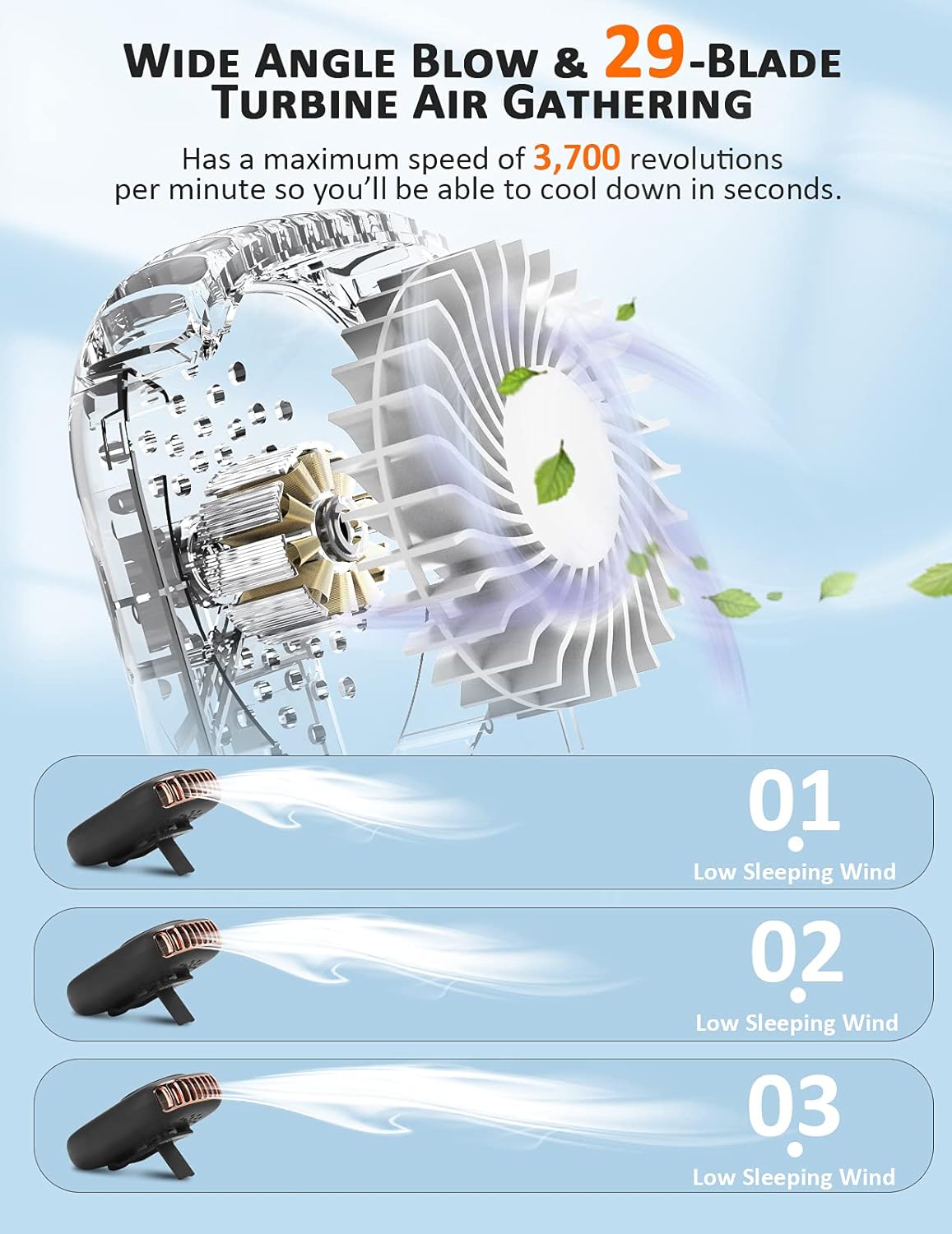 Handheld Mini Fan - Rechargeable Personal Eyelash Fan With Strong Airflow, LED Smart Display, 3 Speed for Desk, Home, Travel, Office, Outdoor (Black)