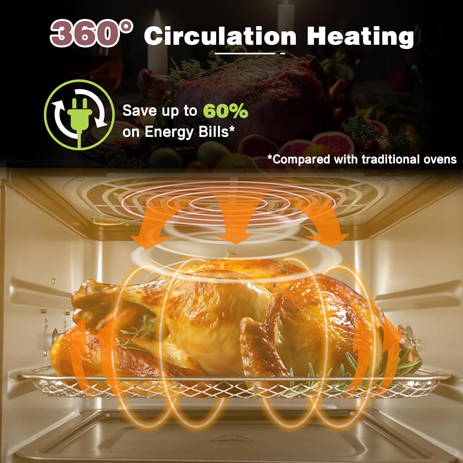 12L Air Fryer Oven with Rotisserie – 12 Presets, 1800W, 90-Min Timer, Oil-Free Cooking, 6 Accessories, Pink