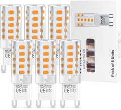 6-Pack G9 LED Bulbs, 4W Warm White 3000K, Equivalent to 40W Halogen, Non-Dimmable