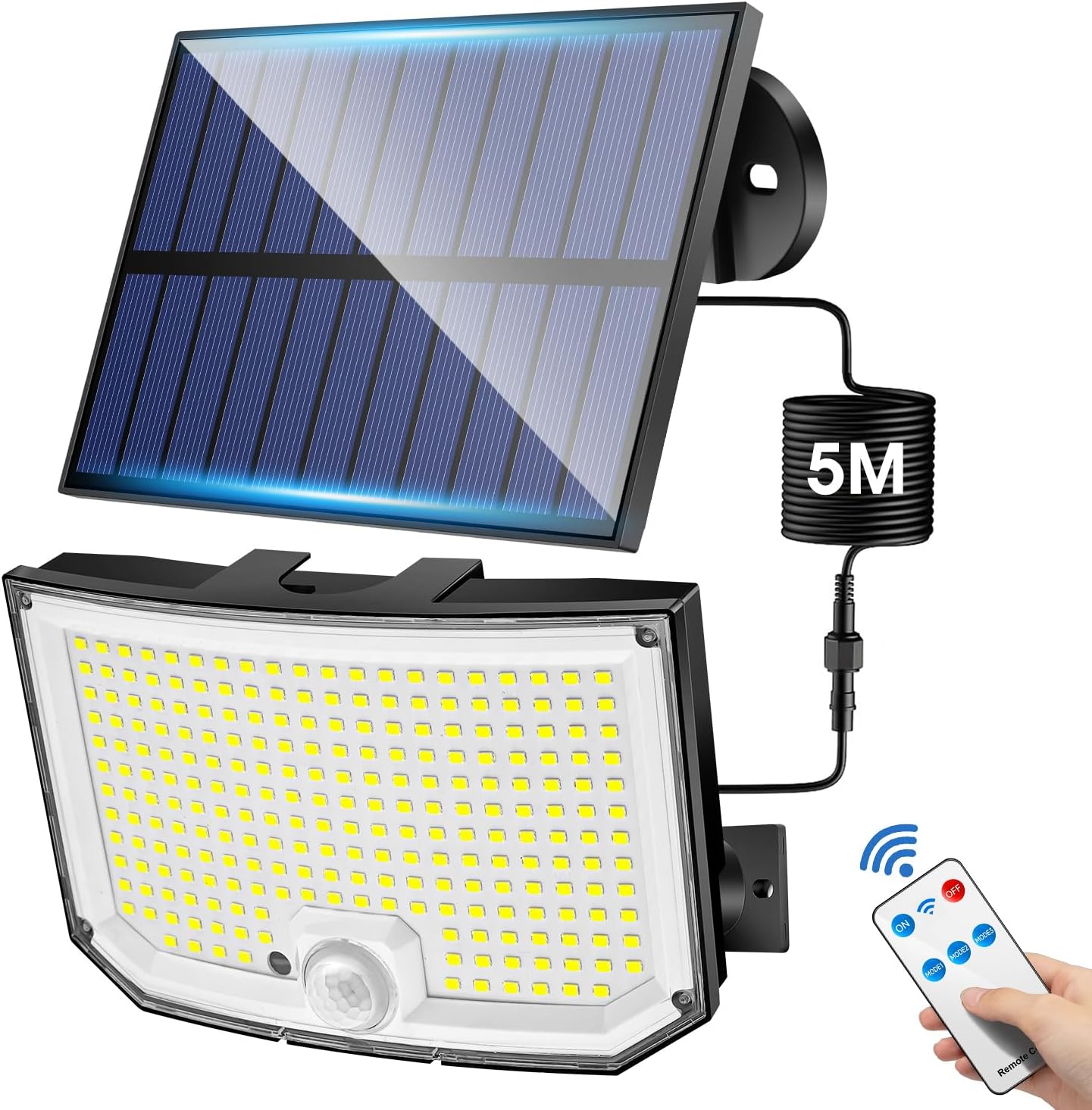 238LED Solar Lights, 2000LM, 3 Modes, Remote, 270° Motion Sensor, IP65 Waterproof, 2200mAh for Garden, Garage