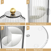 360° Rotating Makeup Brush Holder Organizer with Clear Lid, Dustproof Vanity Container