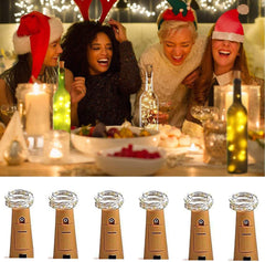 Wine Bottle Lights with Cork 20 LED Copper Wire String Lights, Pack of 2 Battery Operated Starry String Led Lights for Bottles DIY Christmas Wedding Party Decoration (Warm White) (2)