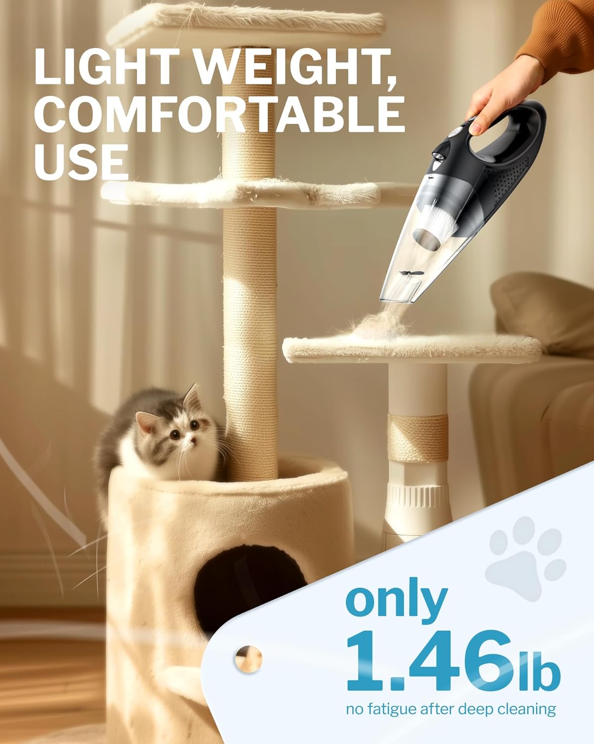 Powools Silver Handheld Cordless Vacuum Cleaner with LED Light
