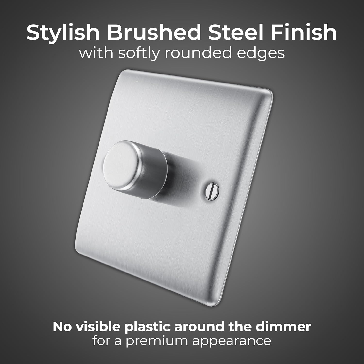 Single Dimmer Intelligent Light Switch Brushed Steel 2-Way 400W