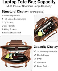 Large Designer Laptop Tote Bag for Women – Leather Shoulder Handbag & Travel Backpack Purse