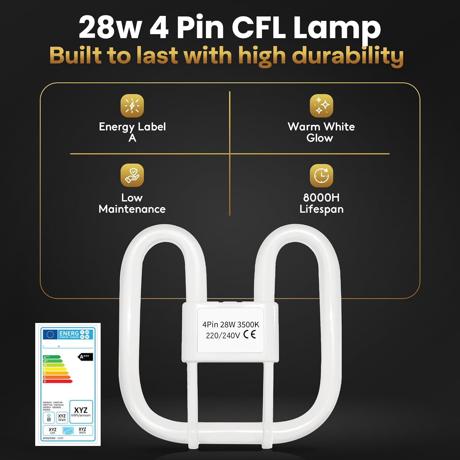 28W GR10q 2D CFL Butterfly Bulb 3500K 2000LM