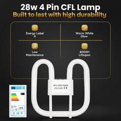 28W GR10q 2D CFL Butterfly Bulb 3500K 2000LM