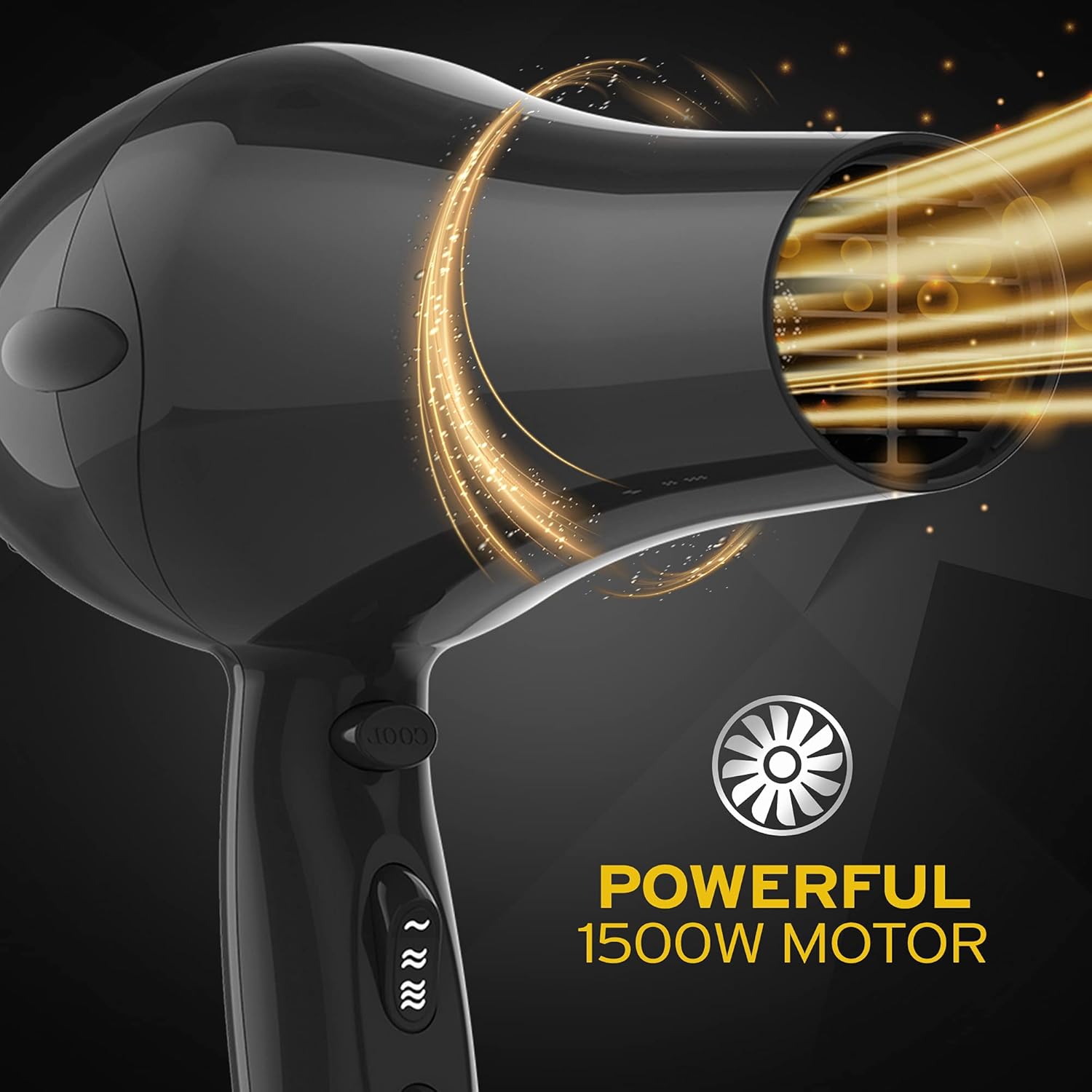 Hair Dryer for Women – Afro Hairdryer with Pik, 3 Heat Settings, Black