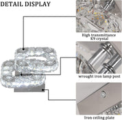 Crystal LED Ceiling Light Fixture, Square Flush Mount 3-Color Chandelier for Bedroom, Kitchen, Hallway