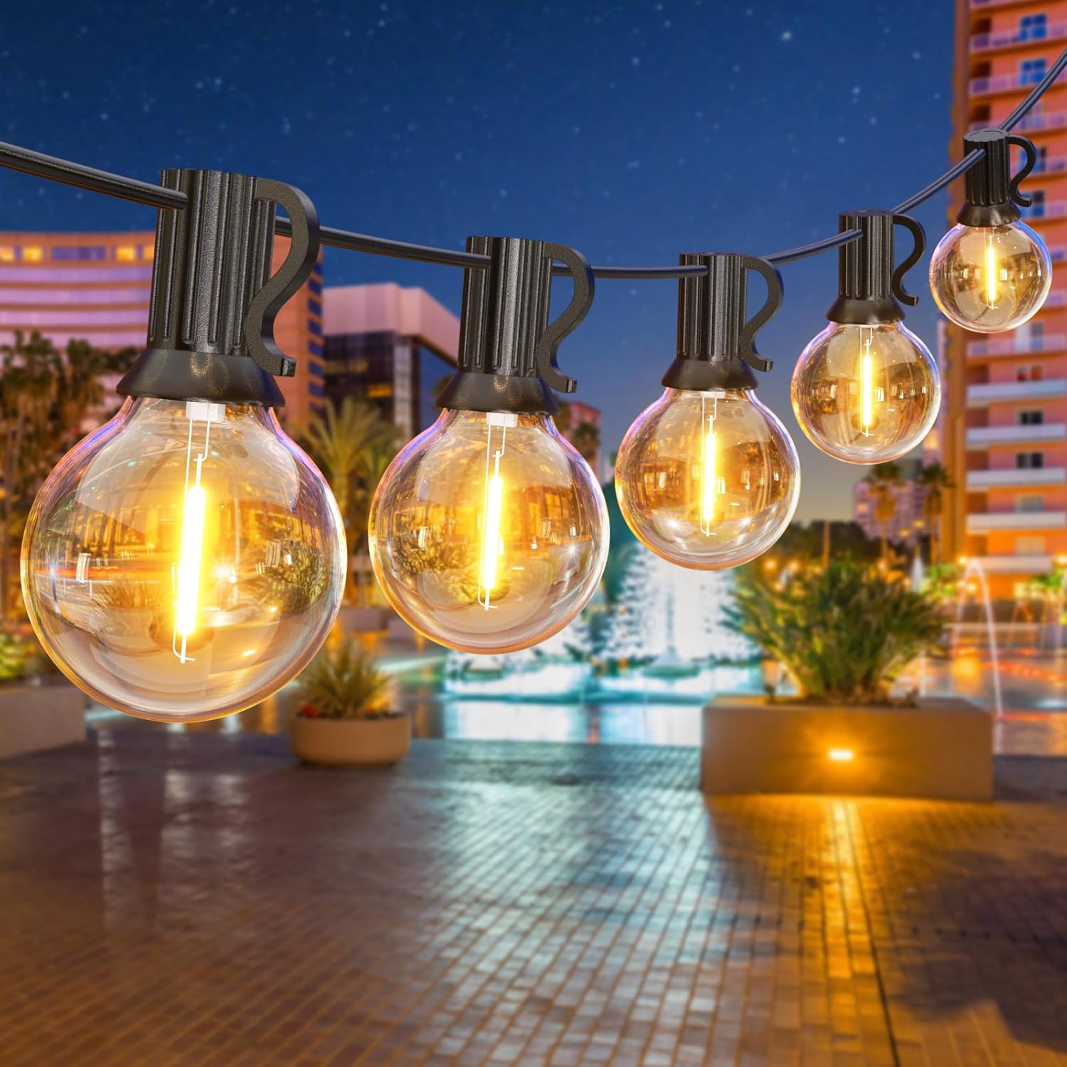30M/100FT Outdoor Festoon String Lights with Timer