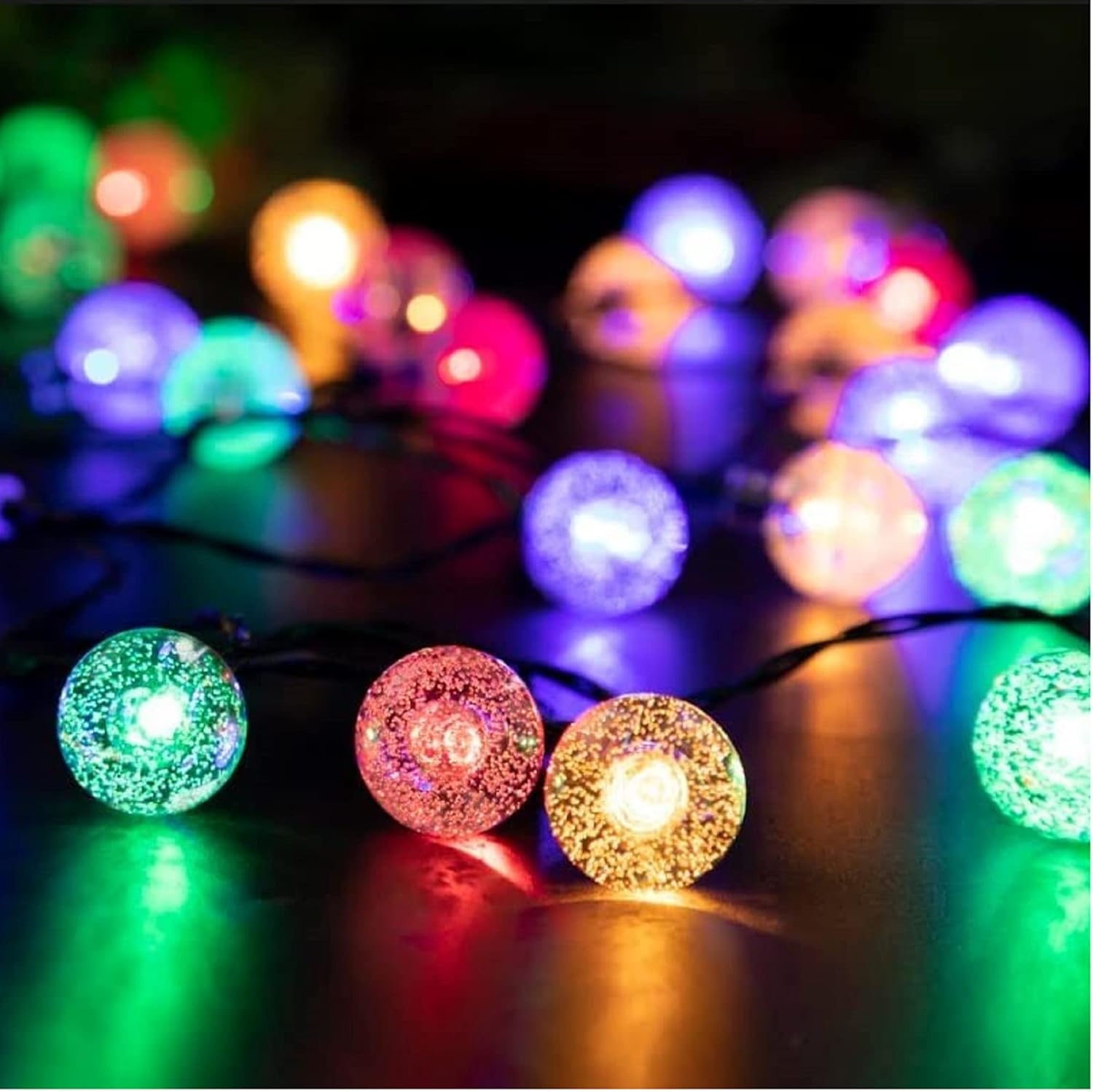 50 LED Crystal Balls Outdoor String Lights - Solar Garden Lights, Waterproof 8 Modes Indoor/Outdoor Garden, Patio, Yard, Home, Party etc. (Multi-Coloured)