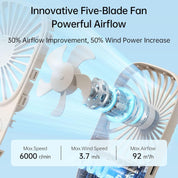 Ultra Slim Handheld Mini Fan - 3 Speeds, USB Rechargeable