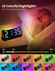 RGB Nightlight Digital Alarm Clock – Dual Alarm, Large Display, Snooze, Adjustable Brightness