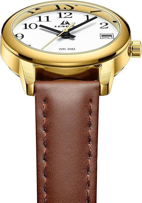 Elegant Women’s Analog Quartz Watch – Waterproof Leather Strap Ladies Wristwatch