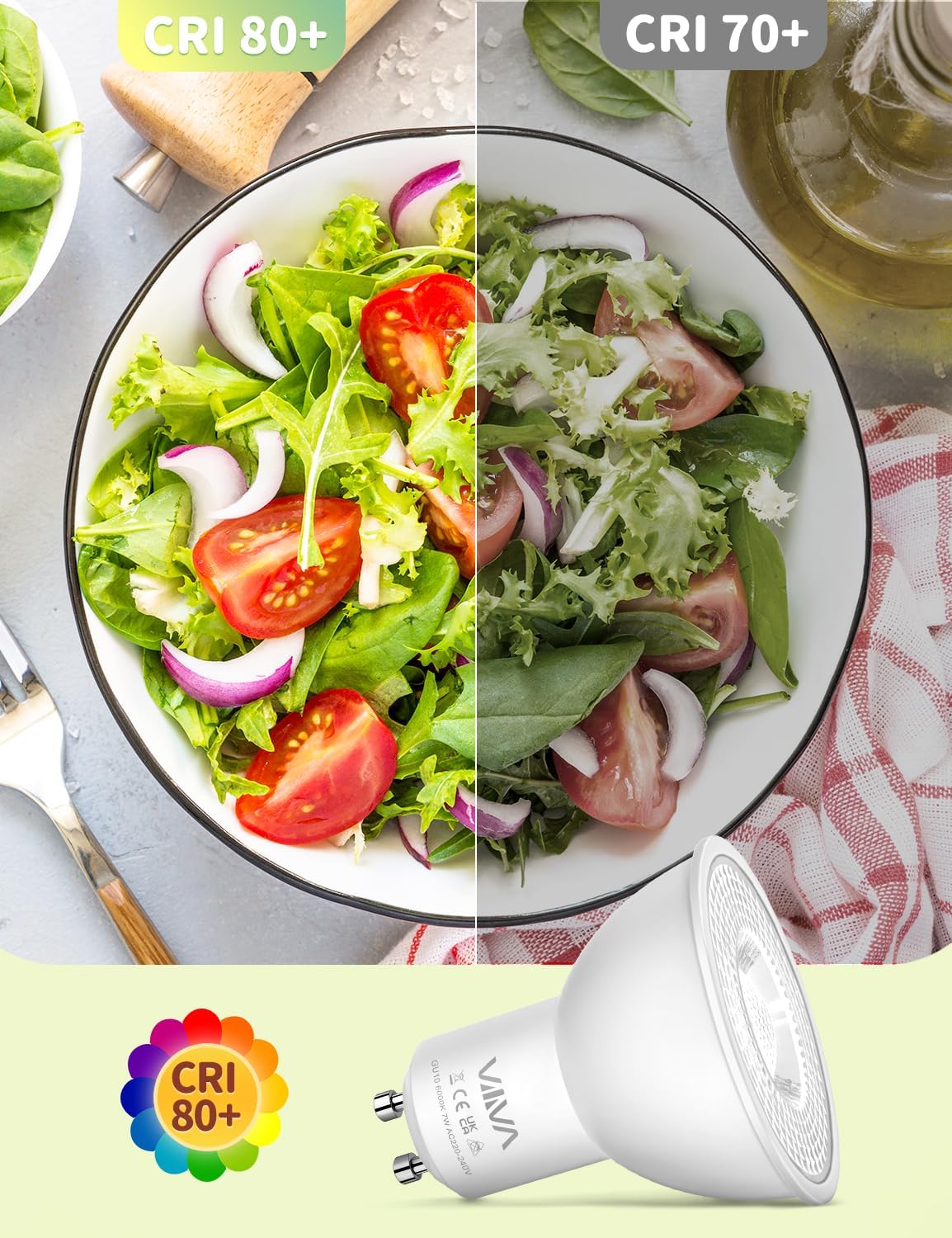 GU10 LED Bulbs Cool White 7W 12-Pack 6000K Spotlight