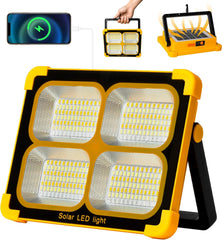 100W LED Solar Work Light Portable,10000LM 12000mAh Battery Work Light USB Rechargeable, 4 Light Modes