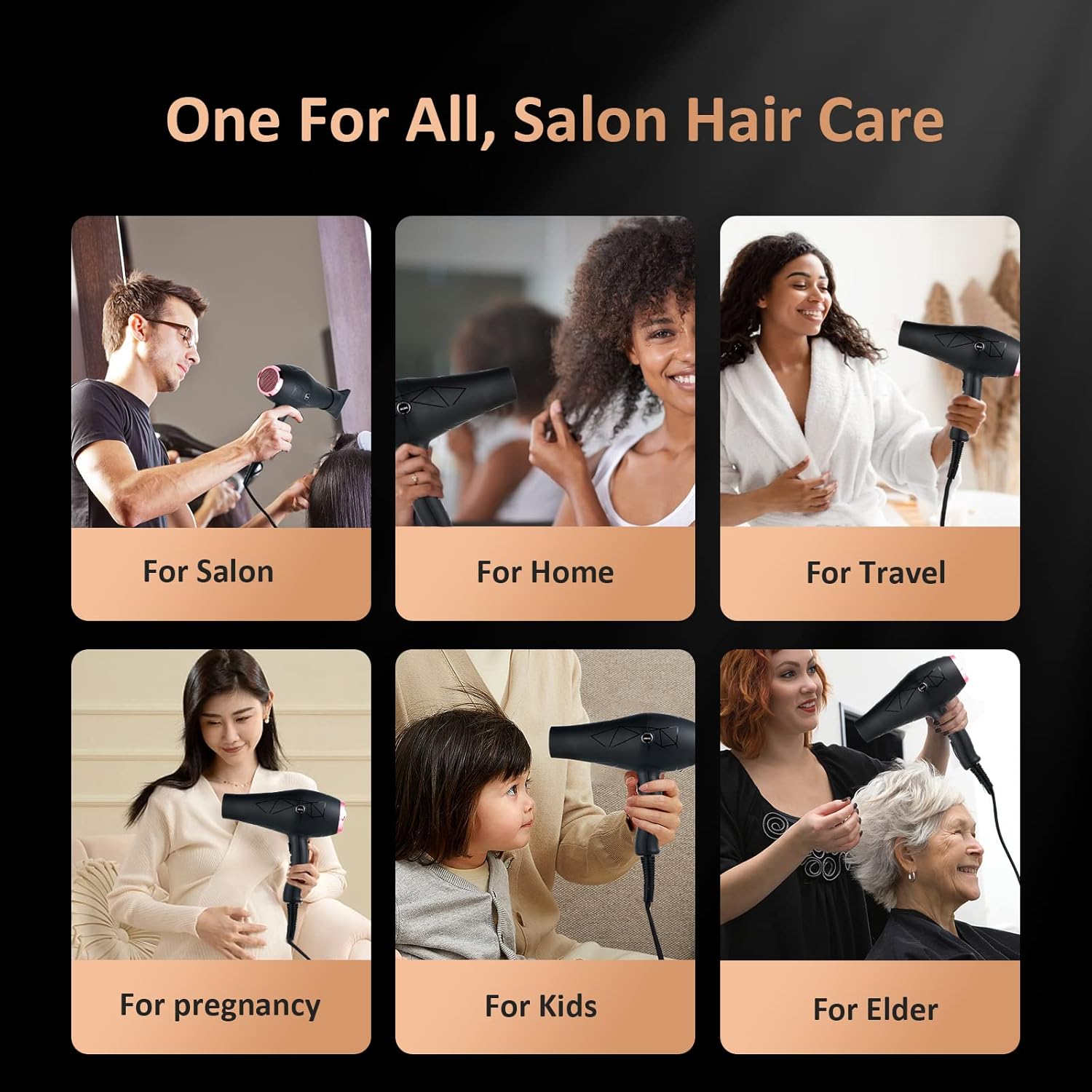 2400W Professional Ionic Hair Dryer – Diffuser, 2 Nozzles, 4 Combs & Cool Shot
