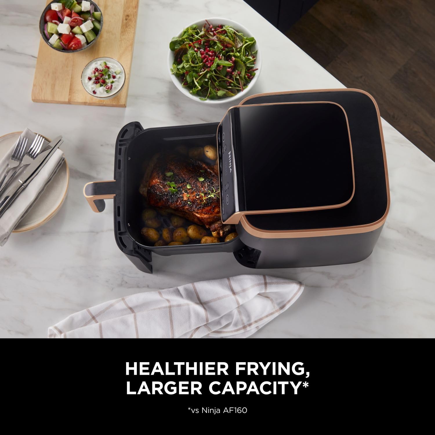 Air Fryer MAX PRO 6.2L – Family Size Digital Air Fryer with Non-Stick Drawer, Bake, Roast, Fry, Dishwasher Safe – Black & Copper